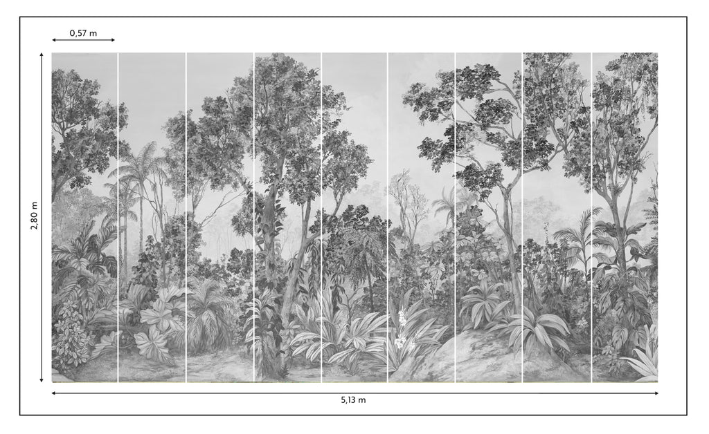 Papel de Parede Non Woven "O chamado da Floresta" P&B - medidas
