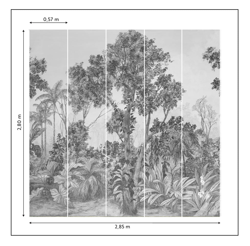 Papel de Parede Non Woven "O chamado da Floresta" P&B - medidas
