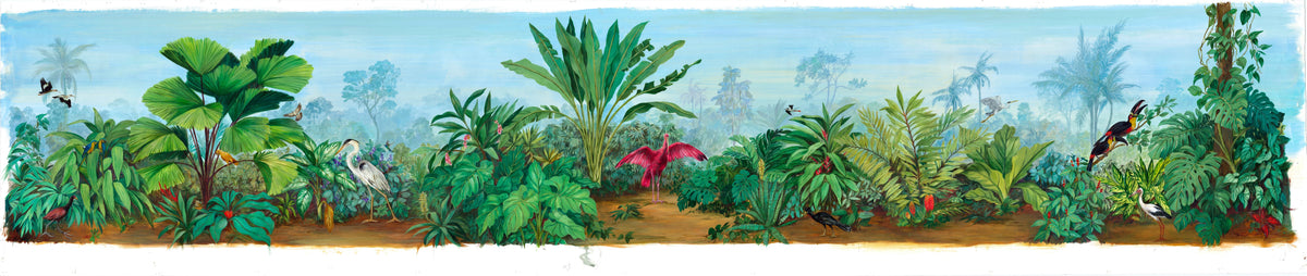 Amostra — Papel de Parede Non Woven "Tropical Panorâmico" Meia Parede - obra completa