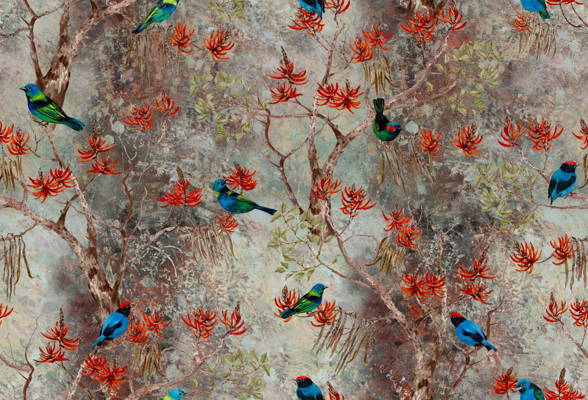 Papel de Parede Non Woven "Verão com Pássaros" - obra completa