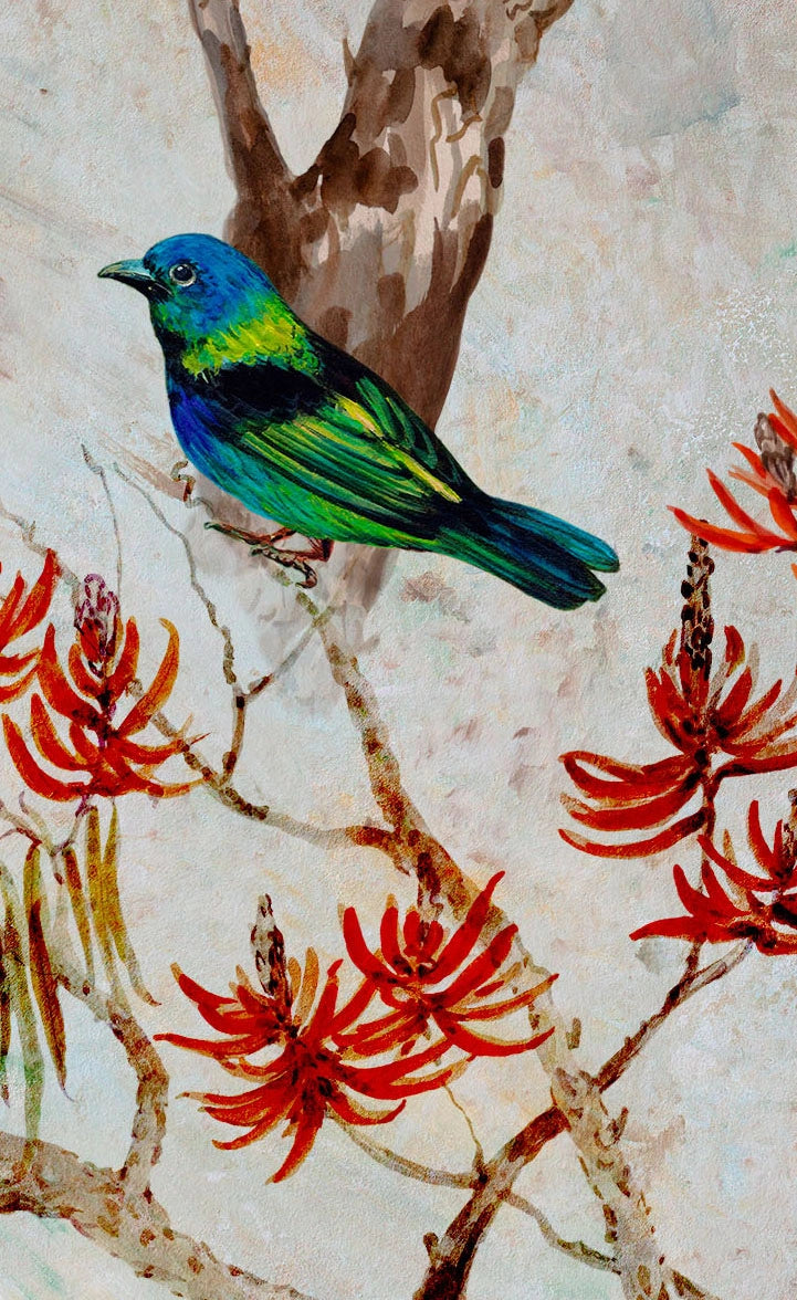 Papel de Parede Non Woven "Primavera com Pássaros" - detalhe