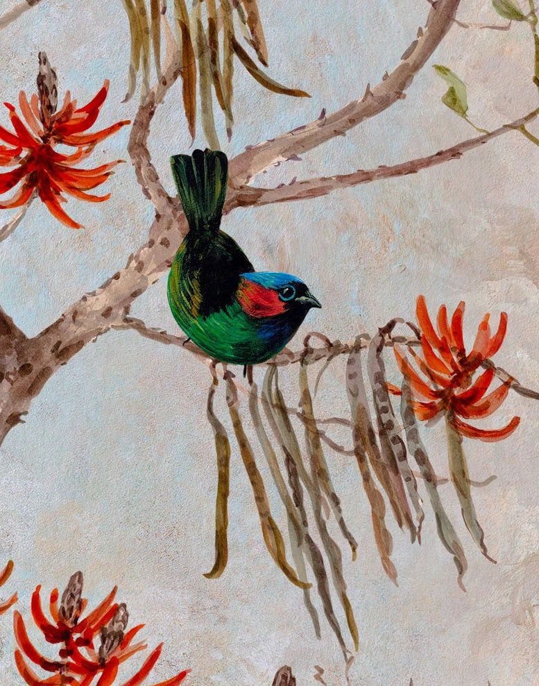 Papel de Parede Non Woven "Primavera com Pássaros" - detalhe