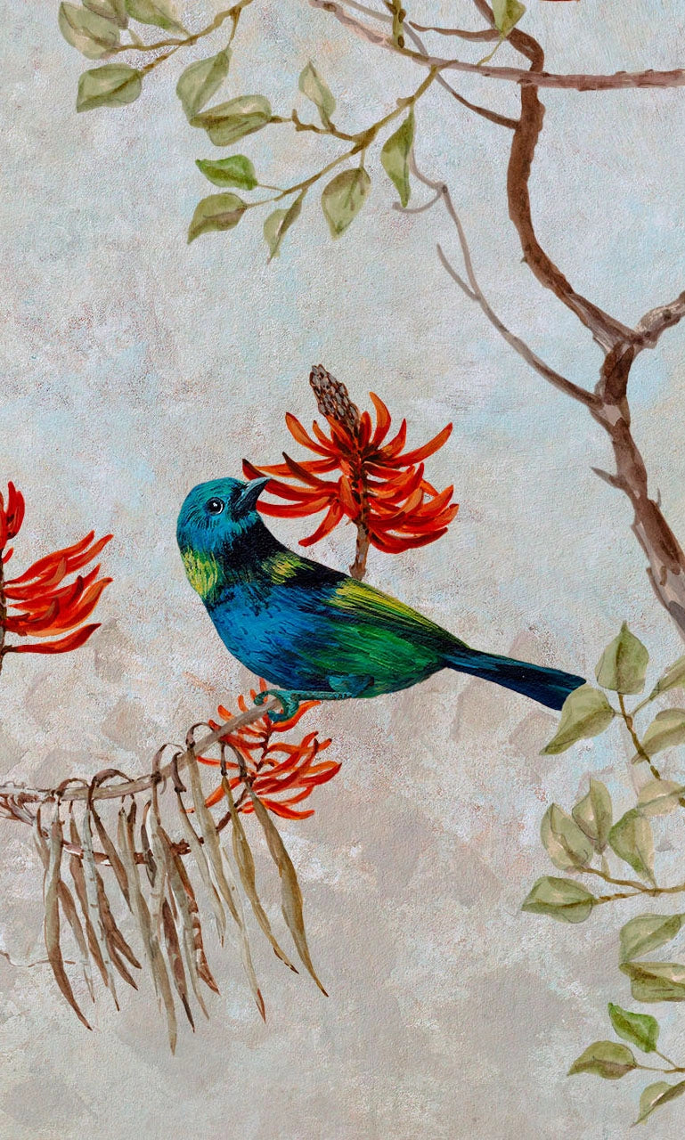 Papel de Parede Non Woven "Primavera com Pássaros" - detalhe