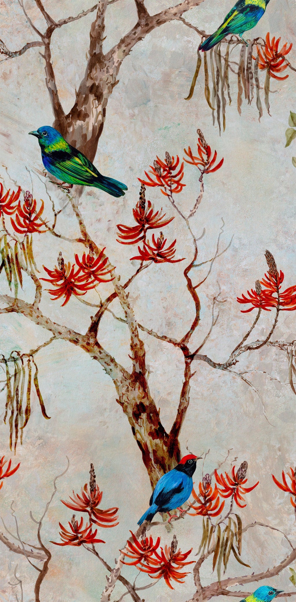 Papel de Parede Non Woven "Primavera com Pássaros" - parte