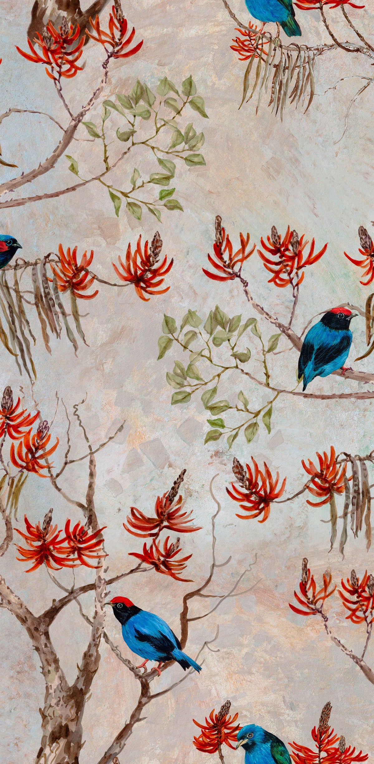 Papel de Parede Non Woven "Primavera com Pássaros" - parte